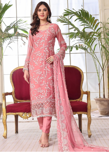 Zenia By Fine Tex Embroidered Chiffon Suits Unstitched 4 Piece FNT23ZC ZC-06 - Festive Collection