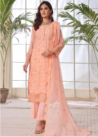 Zenia By Fine Tex Embroidered Chiffon Suits Unstitched 4 Piece FNT23ZC ZC-04 - Festive Collection