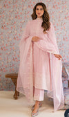 CROSS STITCH ICY PINK-3PC EMBROIDERED LAWN SUIT