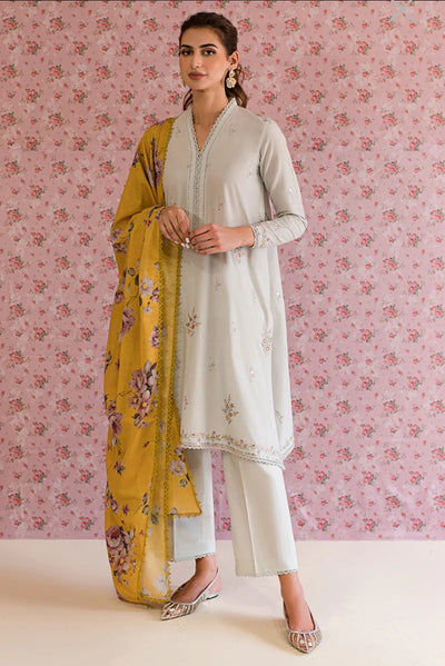 CROSS STITCH SILVER LUCENT-3PC EMBROIDERED LAWN SUIT