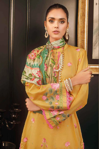 GUL AHMED 3PC Tissue Silk Dupatta With Unstitched Lawn Suit SSM-12003
