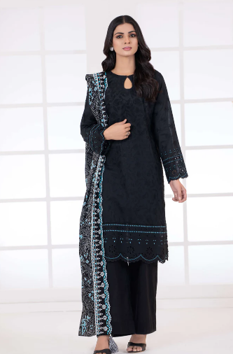 LAKHANY Monochrome Embroidered Lawn